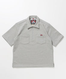 90TH H.SWEAT S/S 1/2 ZIP SHIRT / ヘビーウェイト 半袖 ハーフジップ 裏毛 ワンポイント ≪セットアップ対応≫ グレー