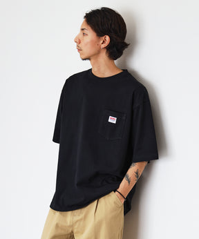 BIG POCKET TEE ZF / ポケット 半袖 ワンポイント ワイドシルエット ヘビーウエイト クルーネック ブラック