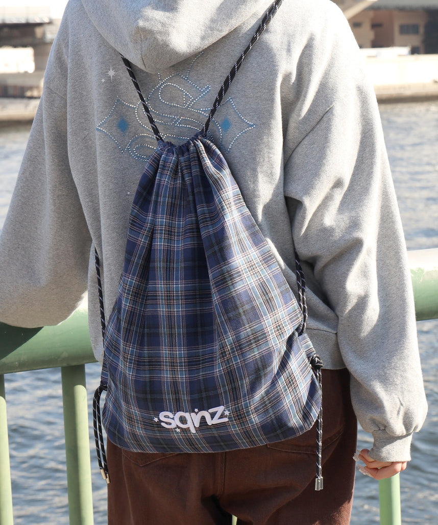 sqnz dairy 2way knapsack / ナップサック トートバック 2WAY  チェック ストライプ ネイビー