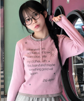 ※WEB限定 / バイカラーヘンリーネック長袖T / sqnz fake layered henley star l/s tee ペールピンク