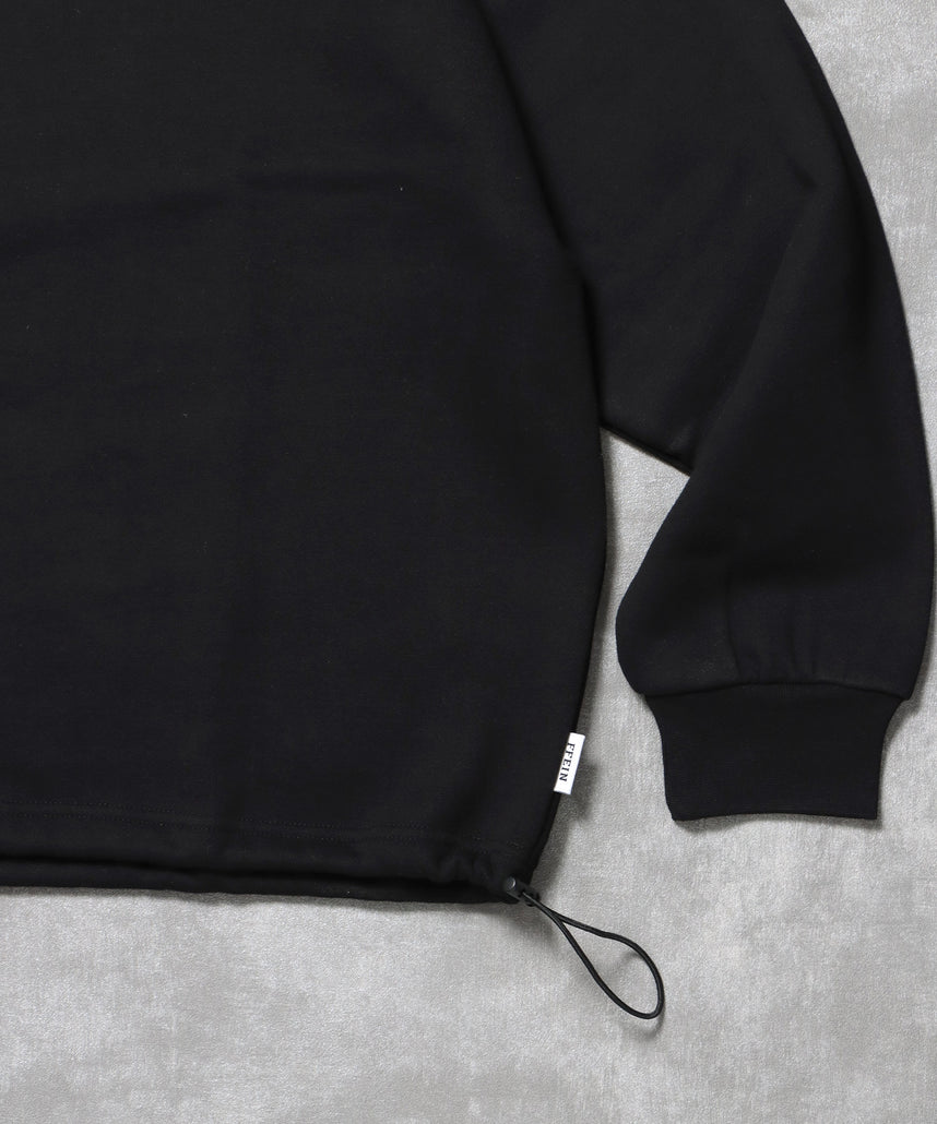 ヘビーウエイト3段ロゴドローコード付スウェット / スウェット トレーナー ロゴプリント ドローコード 裏起毛 ブラック