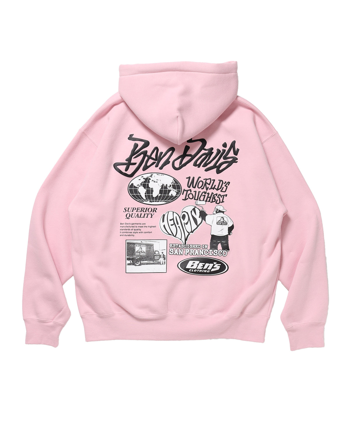 TAGGING ZIP HOODIE / ジップパーカー フード タグ 刺繍 裏起毛 ユニセックス ピンク