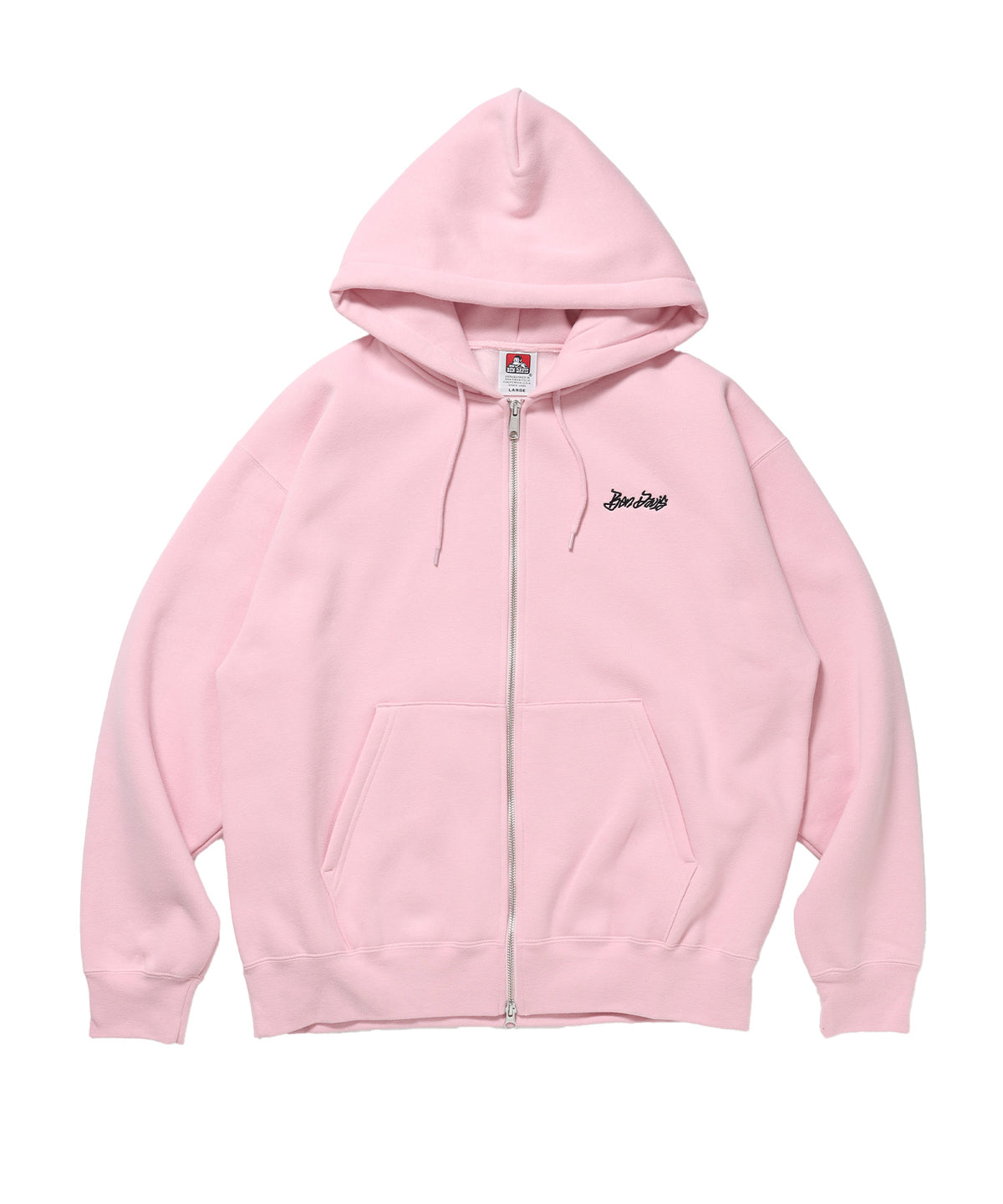 TAGGING ZIP HOODIE / ジップパーカー フード タグ 刺繍 裏起毛 ユニセックス ピンク