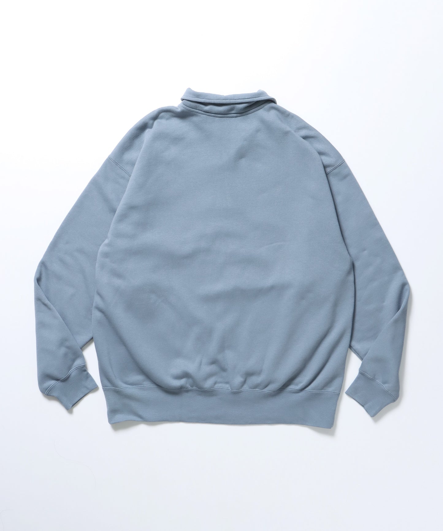 HEAVY SWEAT HALF ZIP / 刺繍 オーバーサイズ ワンポイント シンプル ヘビーウエイト 裏起毛 ブルーグレー