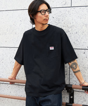 BIG POCKET TEE ZF / ポケット 半袖 ワンポイント ワイドシルエット ヘビーウエイト クルーネック ブラック