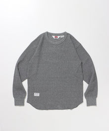 WAFFLE L/S CREW / ビッグシルエット ワッフル クルーネック 長袖 レイヤード グレー