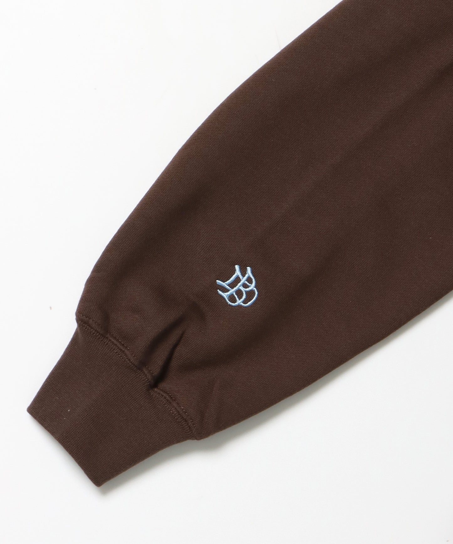 MID WEIGHT SWEAT HOODIE /パーカー ジップパーカー ダブルジップ 短丈 刺繍 プリント ブラウン