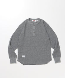 WAFFLE L/S HENLEY / ヘンリー ワッフル オーバーサイズ 長袖 レイヤード グレー