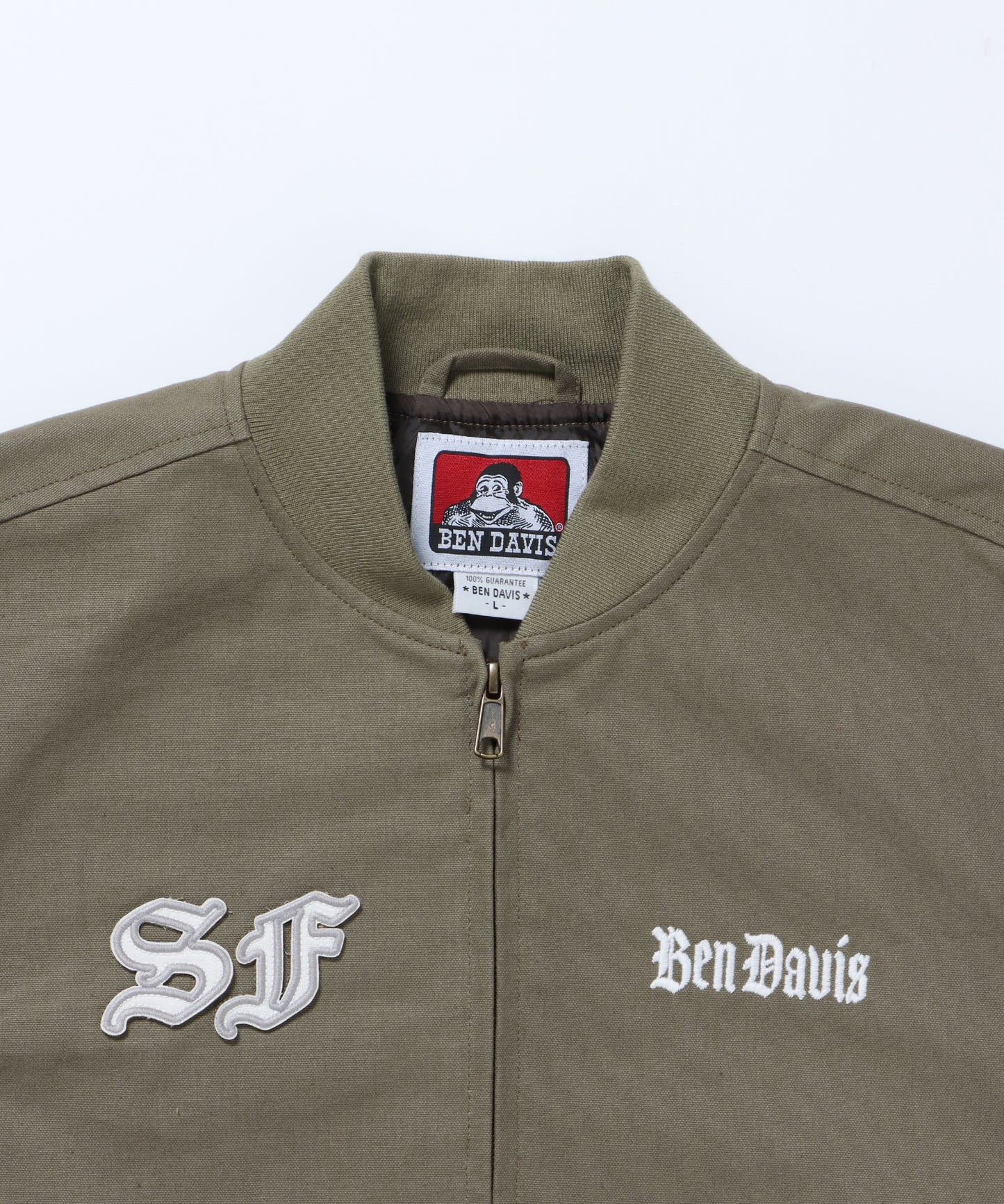 MECHANIC EMB RIBBED JACKET / ワーク ジャケット 刺繍 ジャケット ダック アウター カーキ