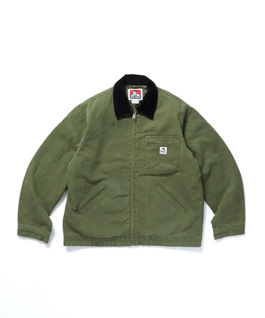 WORKERS JACKET / ダック地 オーバーサイズ 中綿 シティガール シティボーイ シンプル ワンポイント グリーン