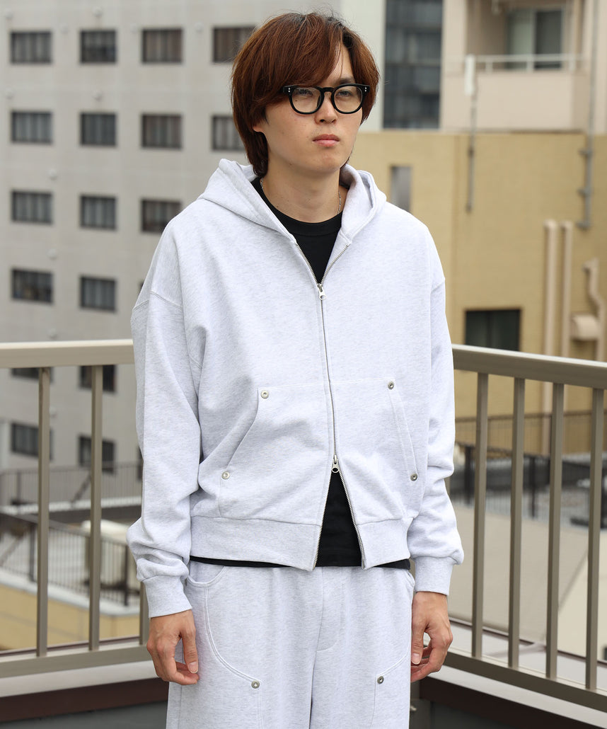 ダブルニーバギースウェットパンツ 12oz / ダブルニー スウェット 裏毛 パンツ リベット アッシュグレー