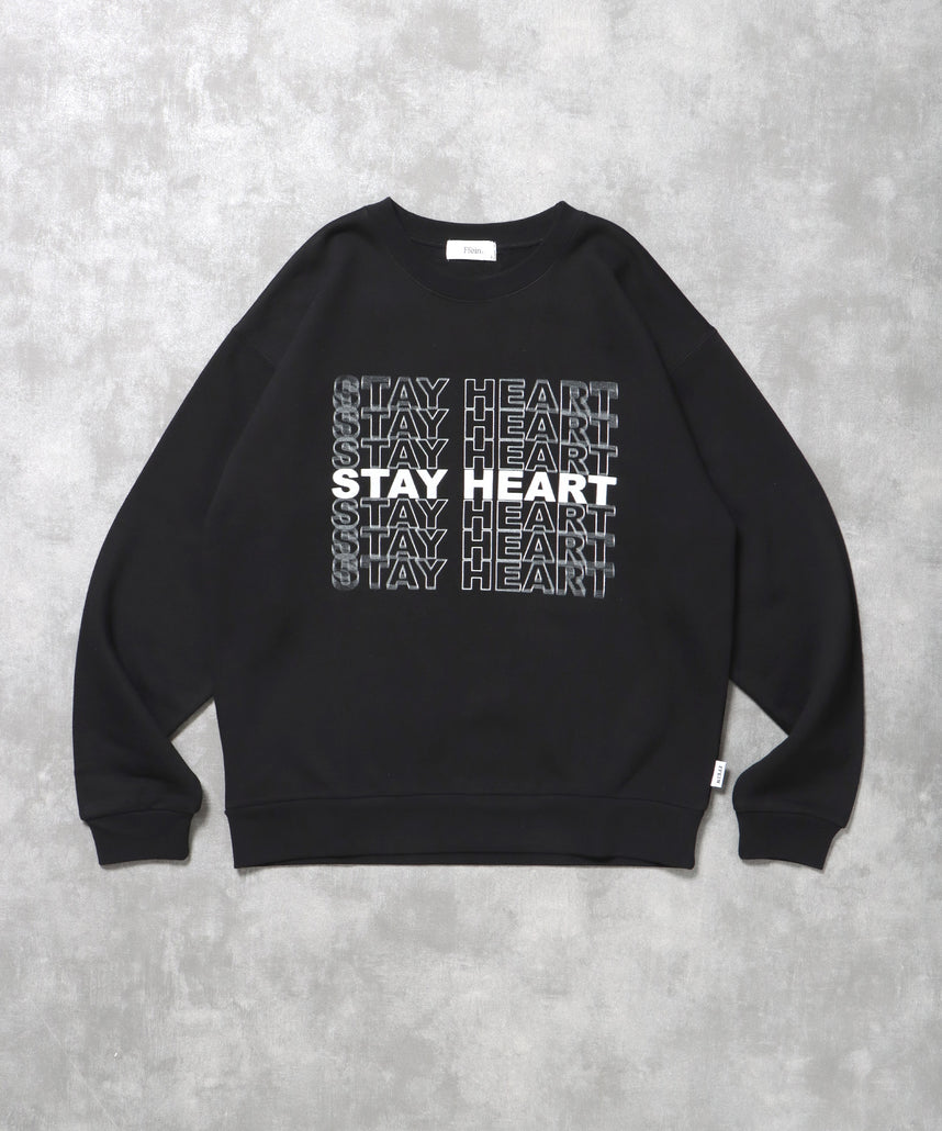 ヘビーウエイトぼかしメッセージロゴスウェット / 裏起毛 スウェット クルーネック プリント ブラック