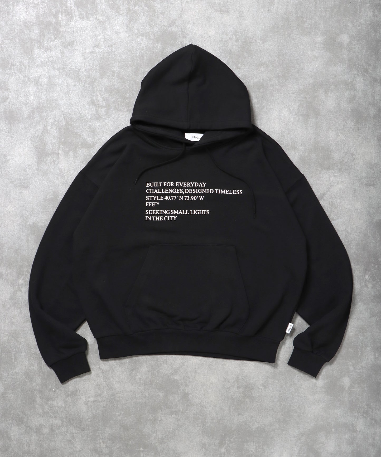 ヘビーウエイトメッセージプルパーカー / プルオーバー パーカー 裏毛 プリント フーディ ブラック