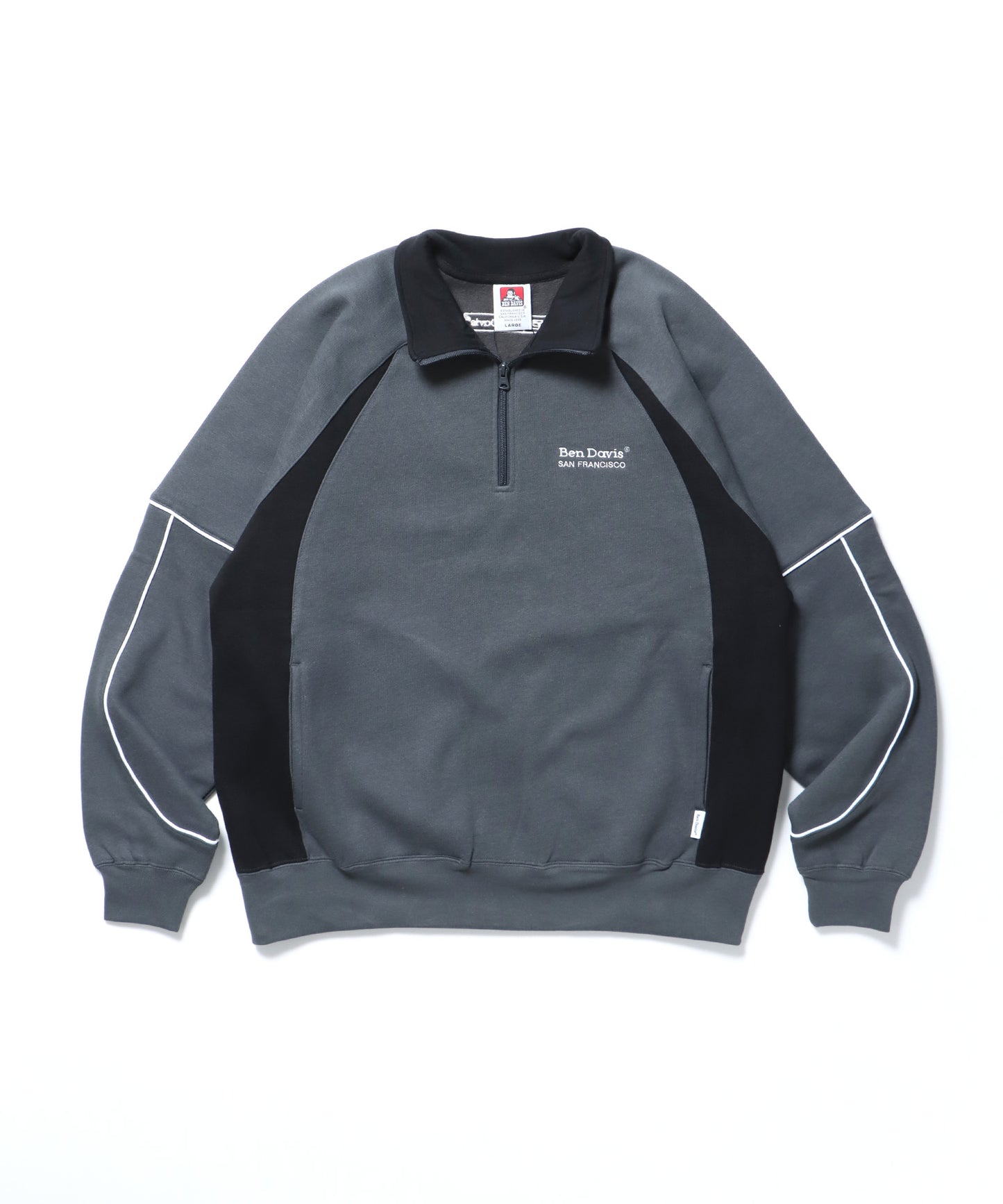 PIPING HALF ZIP SWEAT / ブロークコア シティガール シティボーイ パイピング ドローコード ゲーム テック チャコール