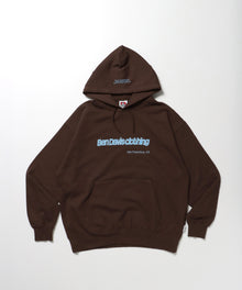 MID WEIGHT SWEAT HOODIE /パーカー ジップパーカー ダブルジップ 短丈 刺繍 プリント ブラウン