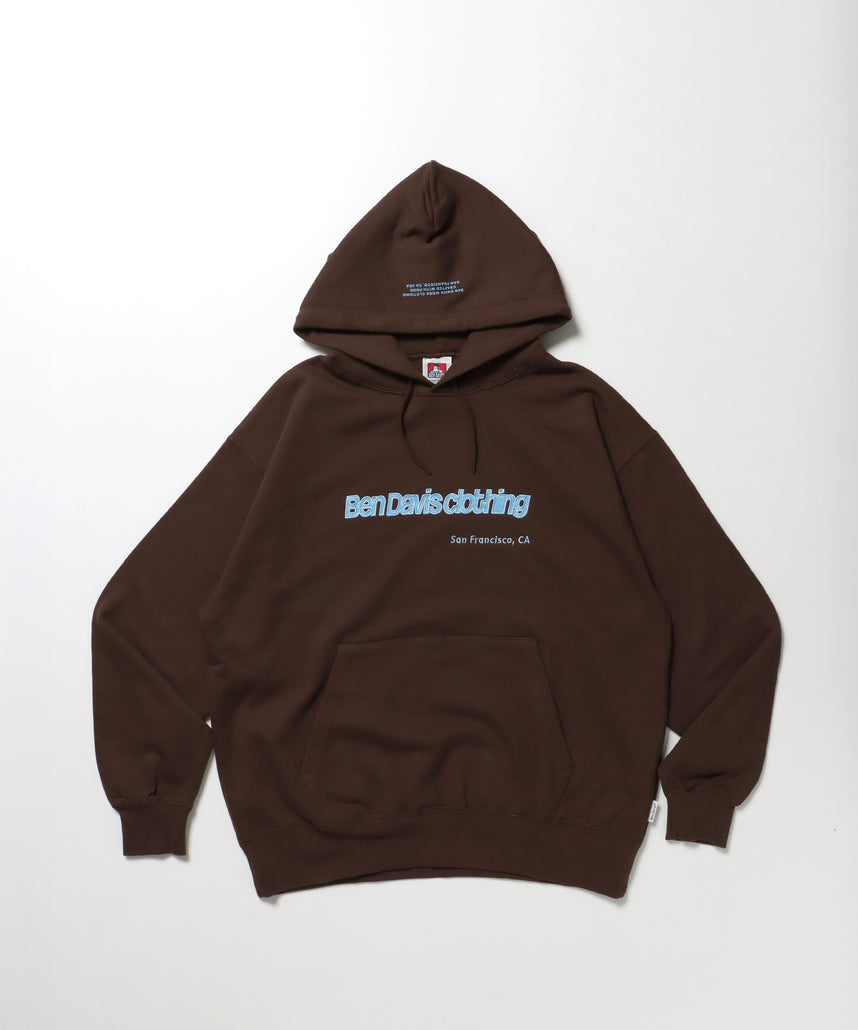 MID WEIGHT SWEAT HOODIE /パーカー ジップパーカー ダブルジップ 短丈 刺繍 プリント ブラウン