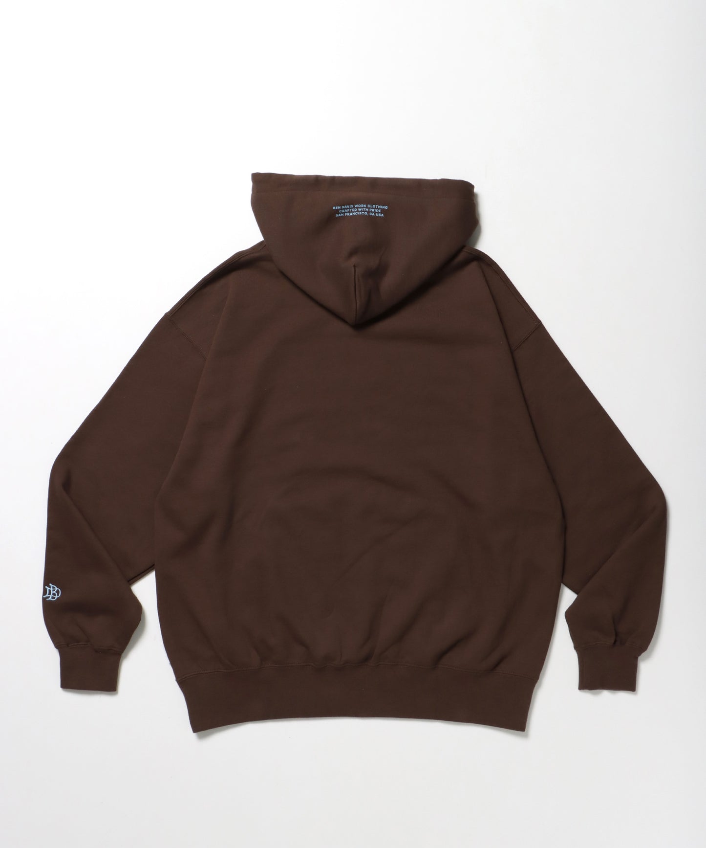 MID WEIGHT SWEAT HOODIE /パーカー ジップパーカー ダブルジップ 短丈 刺繍 プリント ブラウン