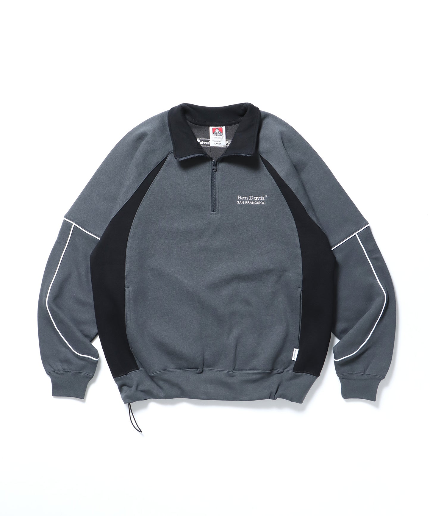 PIPING HALF ZIP SWEAT / ブロークコア シティガール シティボーイ パイピング ドローコード ゲーム テック チャコール