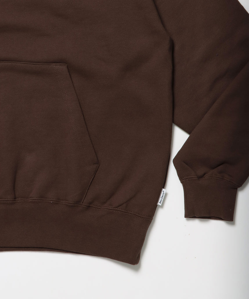 MID WEIGHT SWEAT HOODIE /パーカー ジップパーカー ダブルジップ 短丈 刺繍 プリント ブラウン