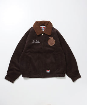 REMOVAL BOA COLLAR CORD JACKET /ジャケット ボア 刺繍 ワッペン スイングトップ ブラウン