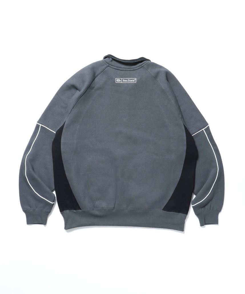 PIPING HALF ZIP SWEAT / ブロークコア シティガール シティボーイ パイピング ドローコード ゲーム テック チャコール