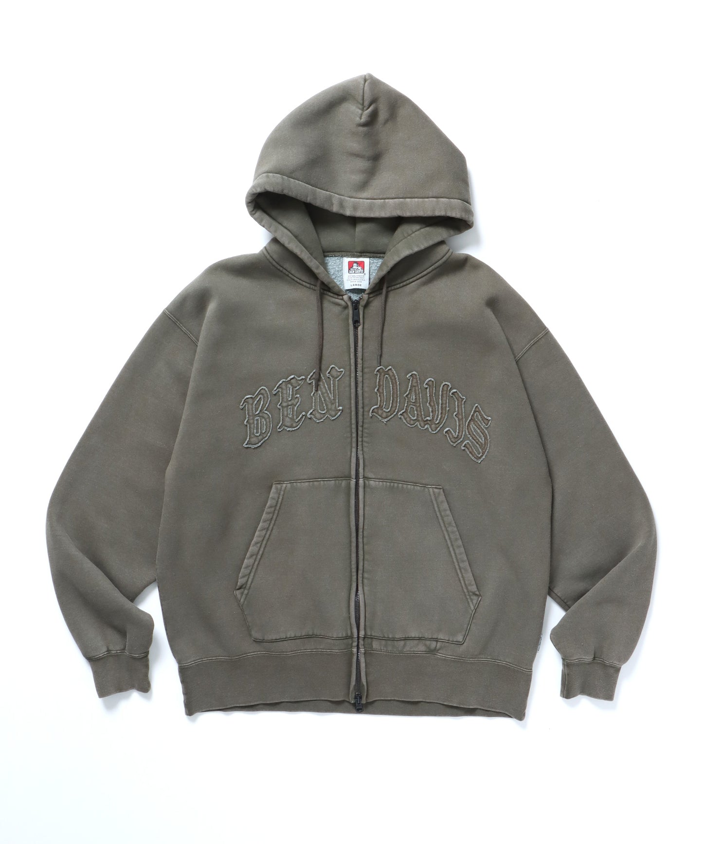 LETTERS FADED ZIP HOODIE / オーバーサイズ 裏起毛 パーカー ジップ フード ヴィンテージライク オリーブ