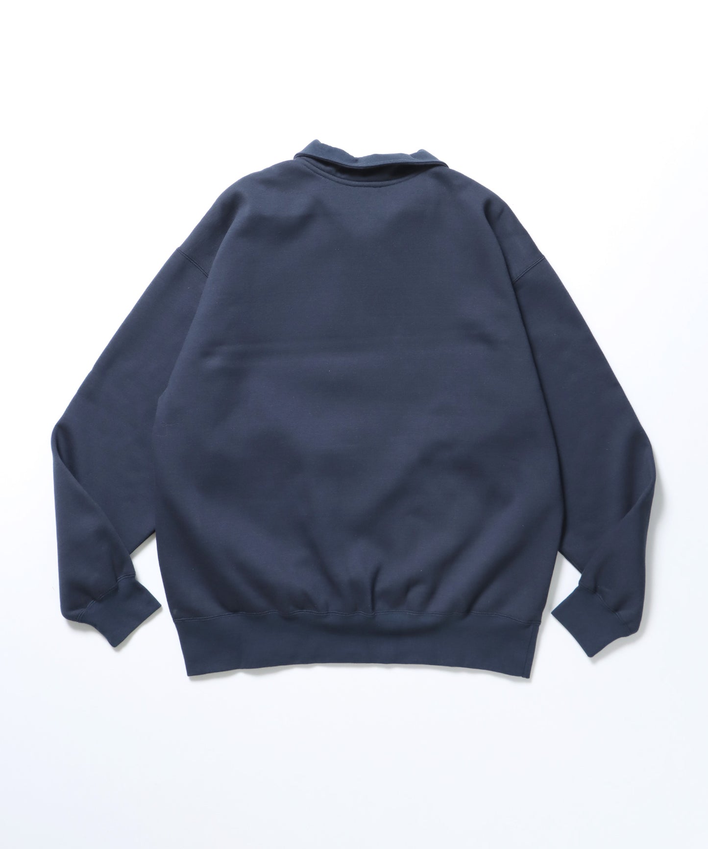 HEAVY SWEAT HALF ZIP / 刺繍 オーバーサイズ ワンポイント シンプル ヘビーウエイト 裏起毛 ネイビー