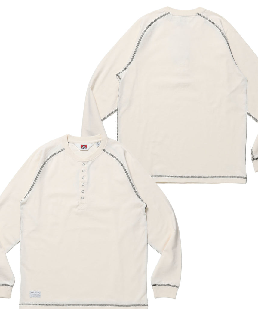 BEN'S HENLEY L/S TEE / ヘンリーネック ロング ユニセックス ラグラン 長袖 オフホワイト