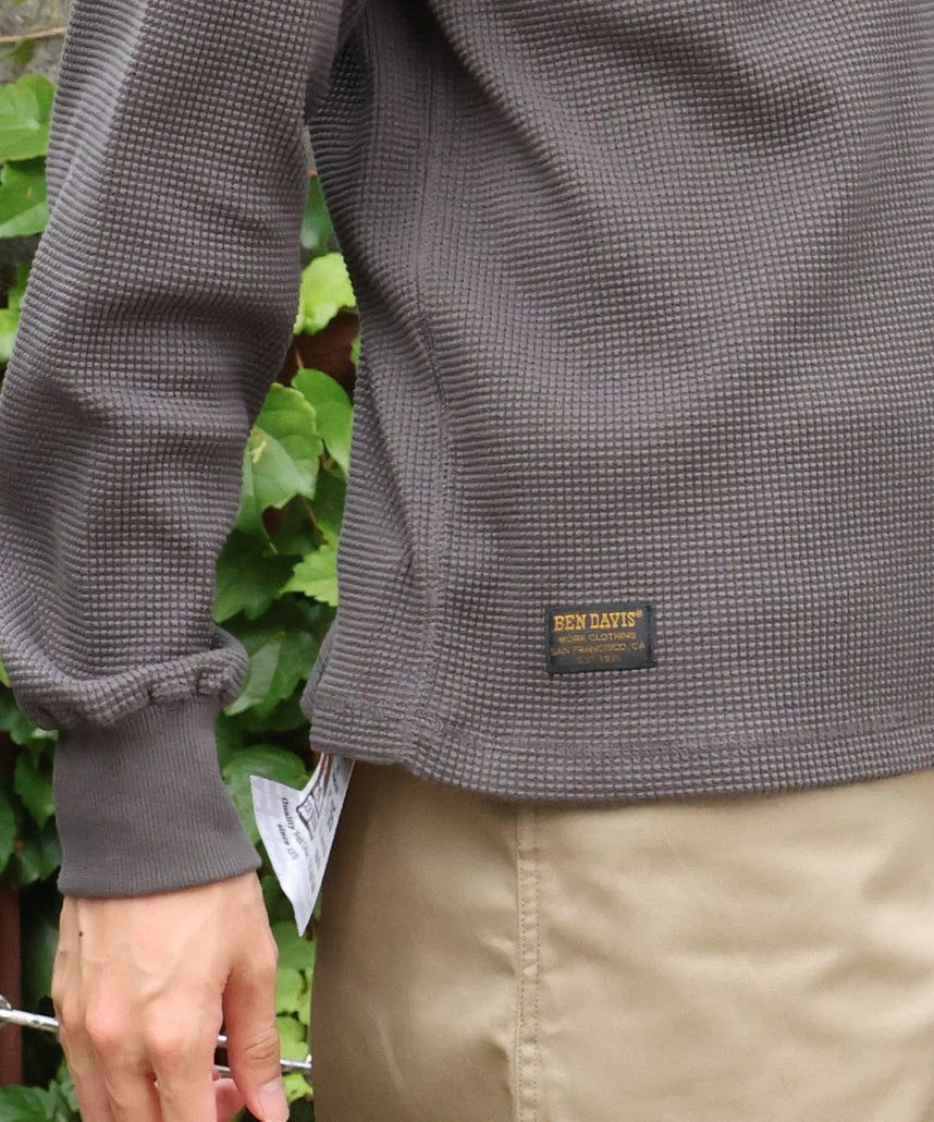 WAFFLE L/S CREW / ワッフル クルーネック 長袖 ロンT ユニセックス ダークブラウン
