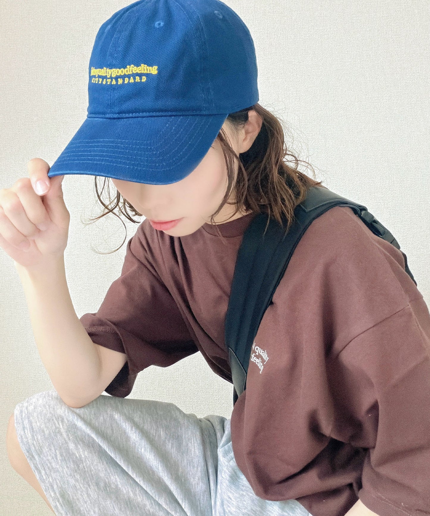メッセージ刺繍キャップ / ユニセックス キャップ 帽子 雑貨 刺繍 ネイビー