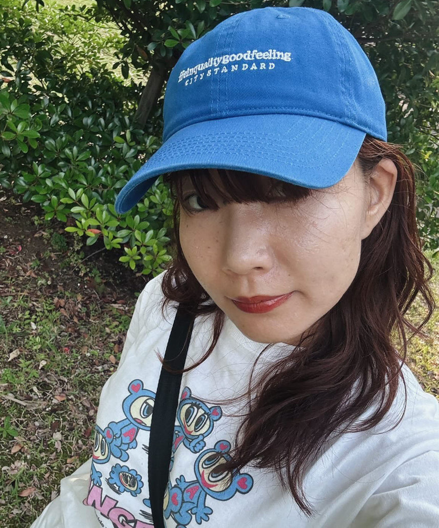 メッセージ刺繍キャップ / ユニセックス キャップ 帽子 雑貨 刺繍 ブルー