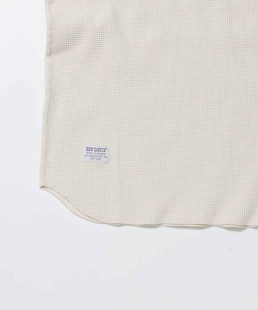 WAFFLE L/S CREW / ビッグシルエット ワッフル クルーネック 長袖 レイヤード オフホワイト