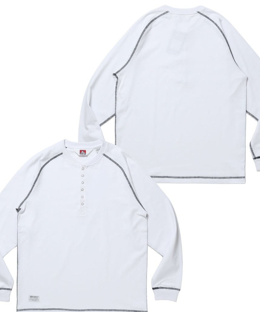 BEN'S HENLEY L/S TEE / ヘンリーネック ロング ユニセックス ラグラン 長袖 ホワイト
