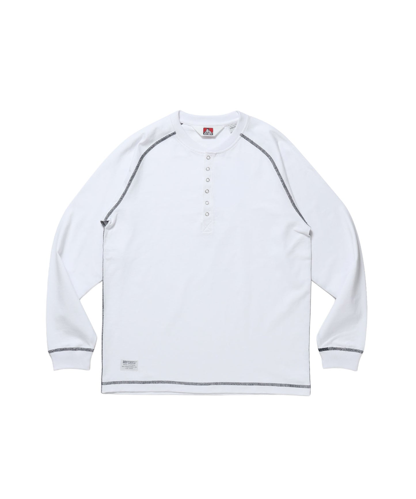 BEN'S HENLEY L/S TEE / ヘンリーネック ロング ユニセックス ラグラン 長袖 ホワイト