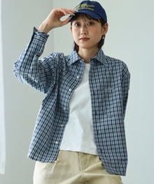 アソートワンポイントボックス長袖シャツ / シャツ レギュラーカラー 長袖 ワンポイント 刺繍 レイヤード ポケット ライトブルー