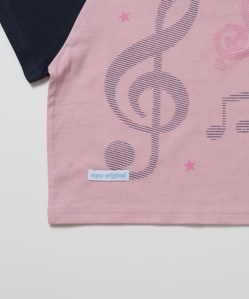 ※WEB限定 / プリントピチTシャツ / 配色ラグラン半袖Tシャツ / sqnz treble clef pt tee ネイビー