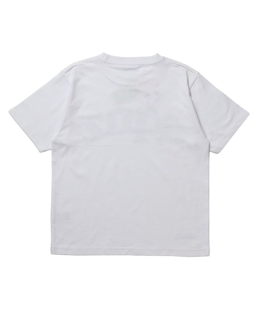※WEB限定 / ユニセックス / ロゴ加工風スタッズ半袖Tシャツ / sqnz studs faint logo tee / ホワイト