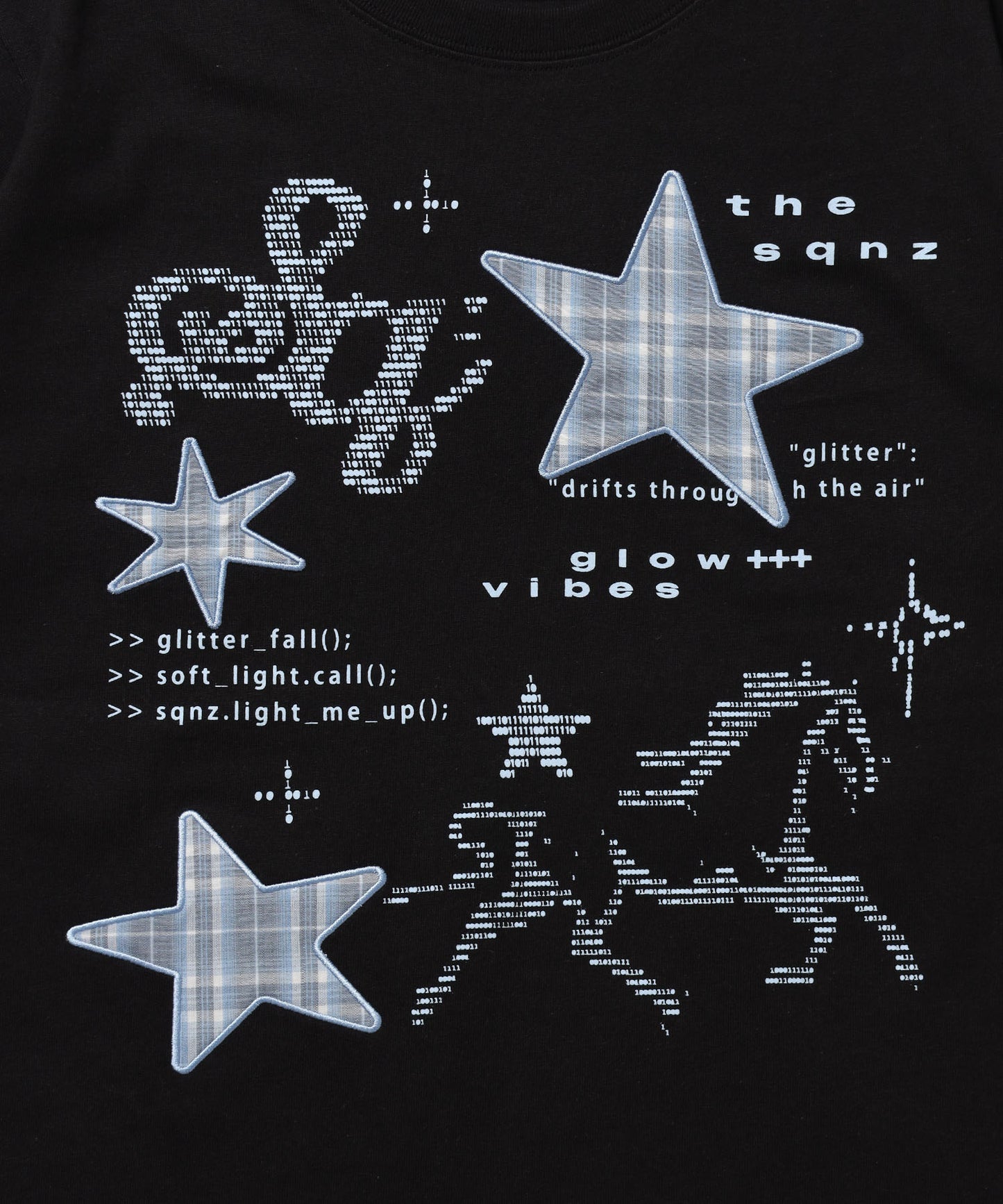 ※WEB限定 / ワッペン×チェック / モチーフデザイン半袖Tシャツ / sqnz motif applique tee / ブラック