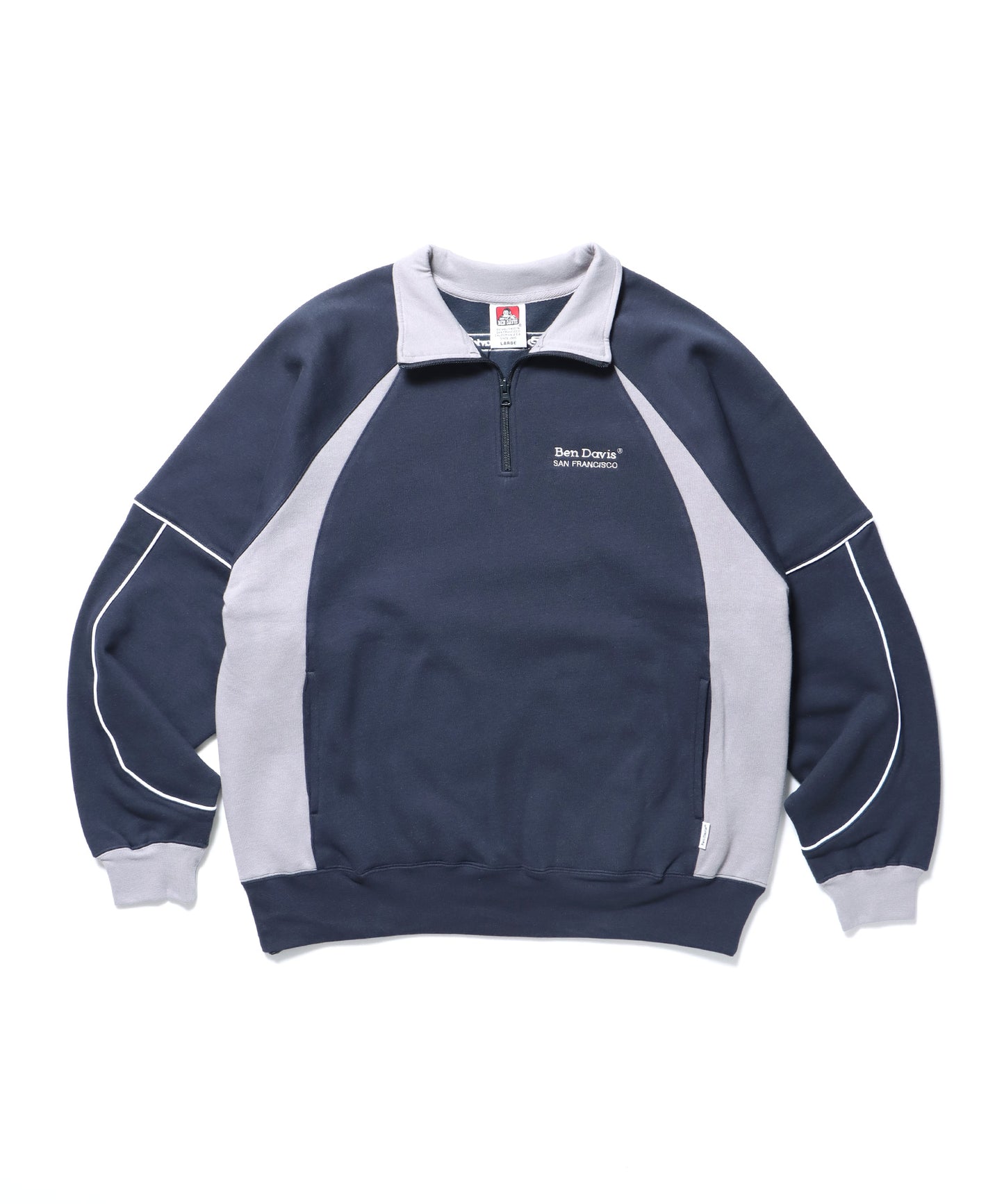 PIPING HALF ZIP SWEAT / ブロークコア シティガール シティボーイ パイピング ドローコード ゲーム テック ネイビー