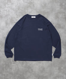 ワンポイントロゴ刺繍ロンT / ロンT 刺繍 ロゴ クルーネック ワンポイント 長袖 ネイビー