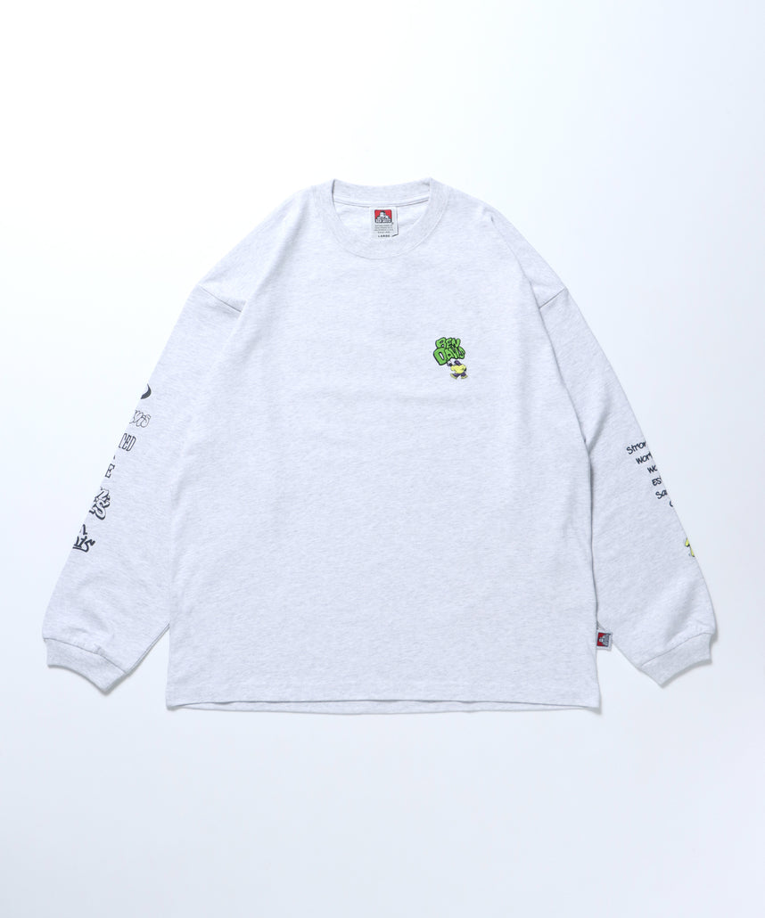 BUBBLE LETTERS L/S TEE WIDE / ワイドシルエット 袖プリント ロンT 長袖 アッシュグレー