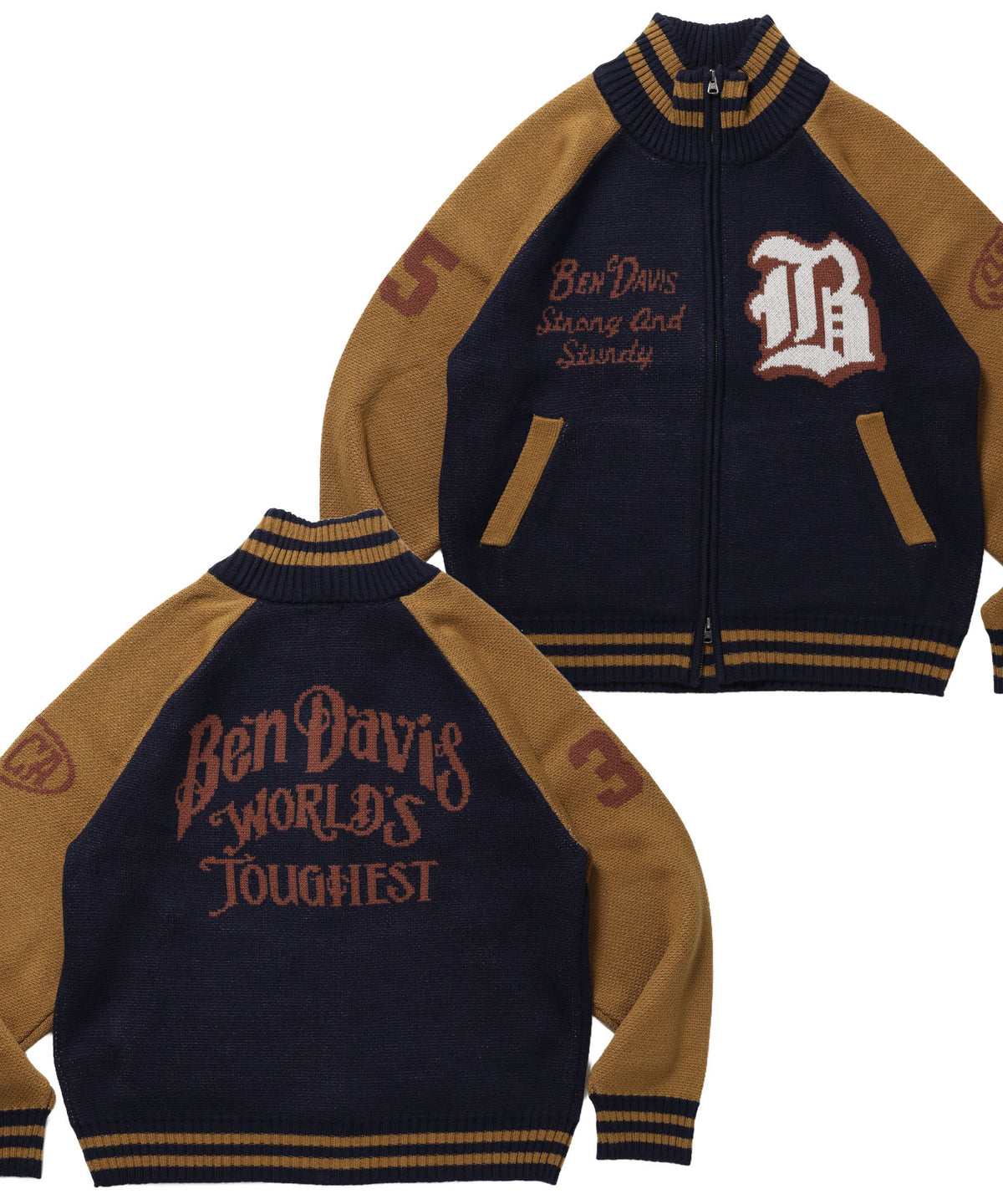 BALLPARK KNIT JACKET / ニット ジャケット ジャケード 刺繍 スタジャン スタジアムジャンパー ユニセックス 秋冬 ネイビー