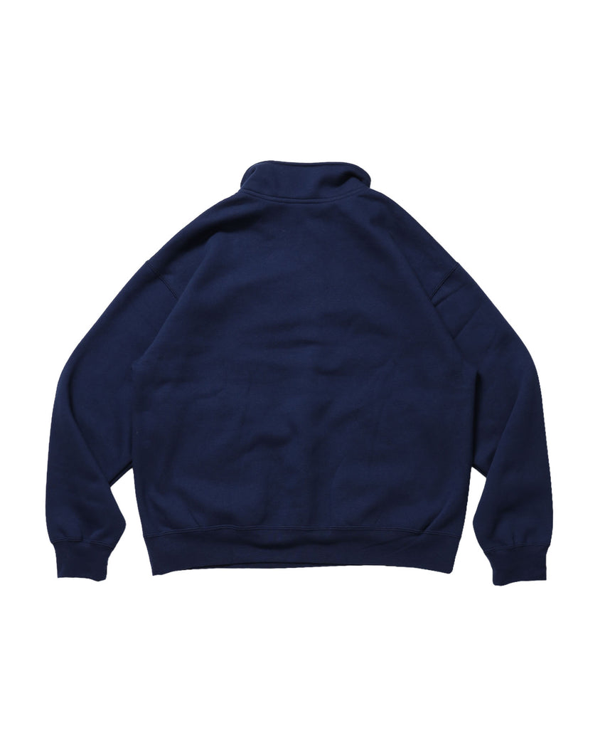 BD SWEAT SNAP P/O / スウェット ハイネック ボタン 裏起毛 ワンポイント刺繍 ユニセックス ネイビー