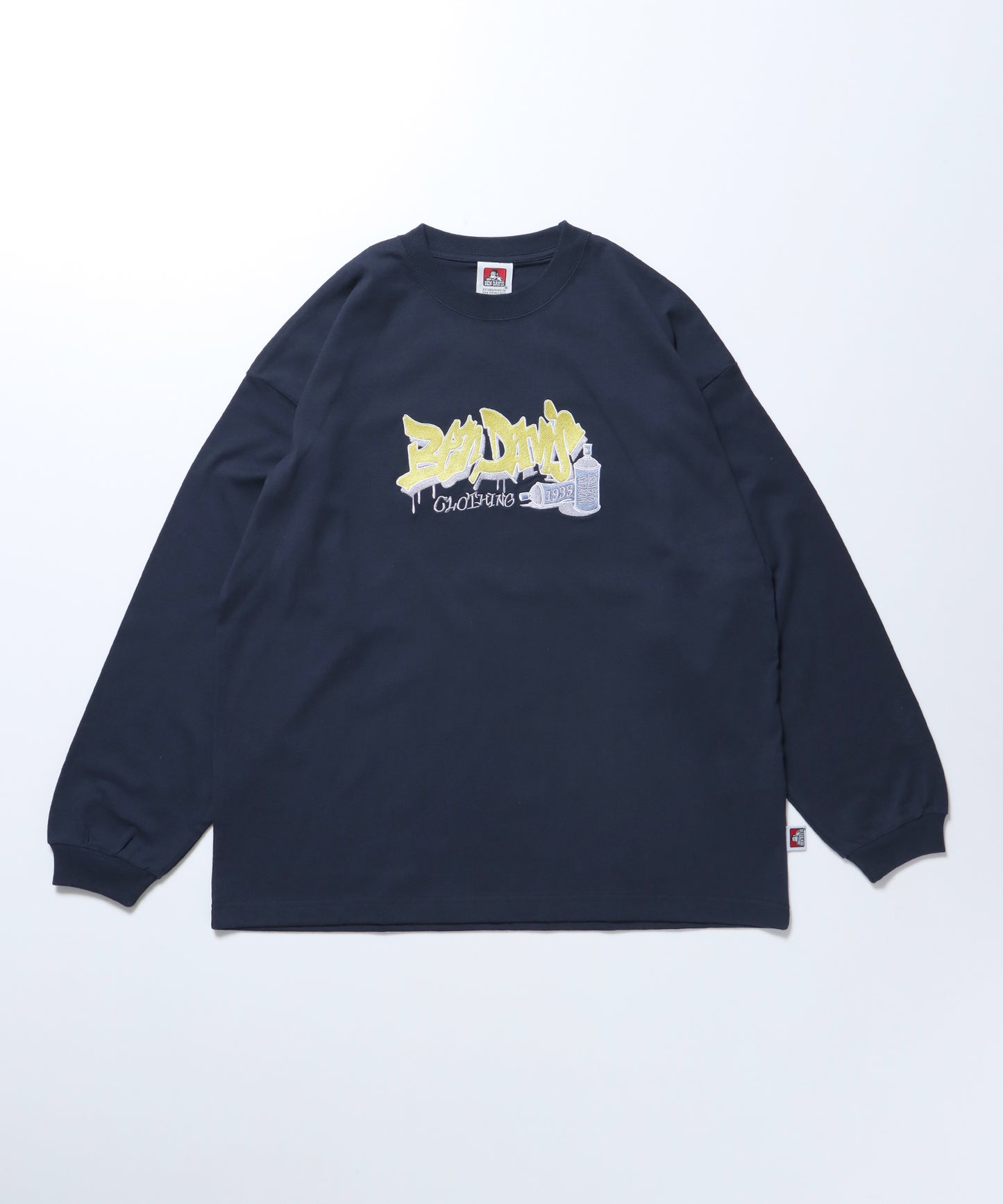 SPRAY ART EMB L/S TEE WIDE / ロンT 長袖 刺繍 ビックサイズ ネイビー