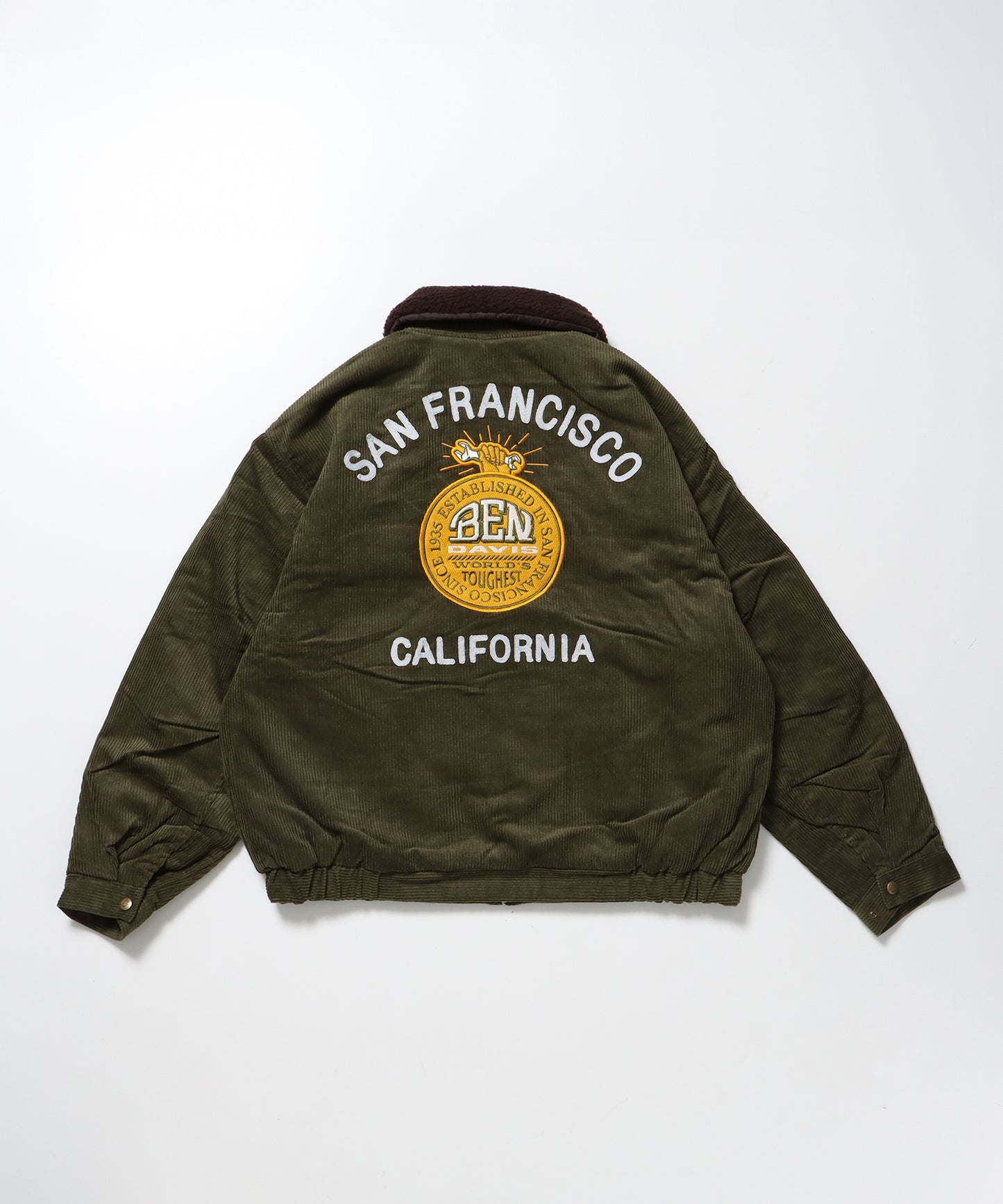REMOVAL BOA COLLAR CORD JACKET /ジャケット ボア 刺繍 ワッペン スイングトップ カーキ
