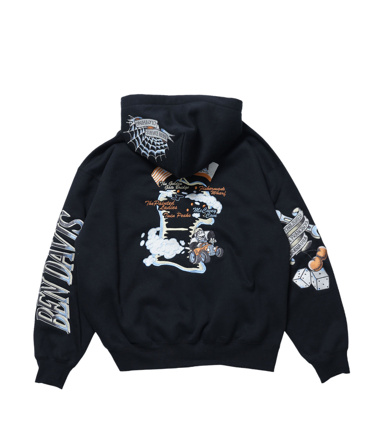 SANMARINO ZIP HOODIE / ジップパーカー フード キャラクター デザイン 裏起毛 ユニセックス ブラック