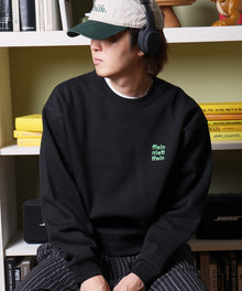 3段ワンポイントロゴスウェット / スウェット トレーナー ワンポイントロゴ 裏起毛 ユニセックス ブラック