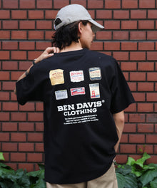 LABELS TEE / Tシャツ 半袖 クルーネック 刺繍 ワンポイント プリント ユニセックス オーバーサイズ ブラック