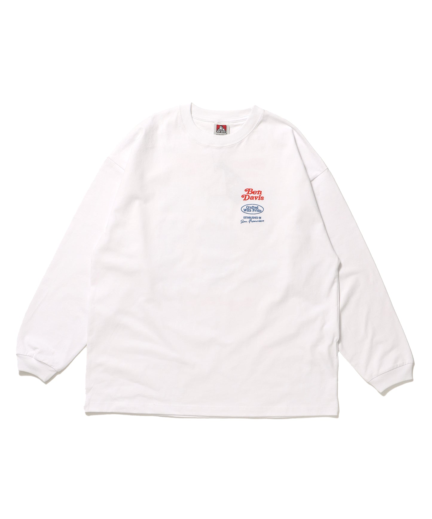 SPONSRED L/S TEE[WIDE] / クルーネック 長袖 刺繍 オーバーサイズ ホワイト