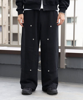 ダブルニーパギースウェットパンツ 12oz / ダブルニー スウェット 裏毛 パンツ リベット ブラック